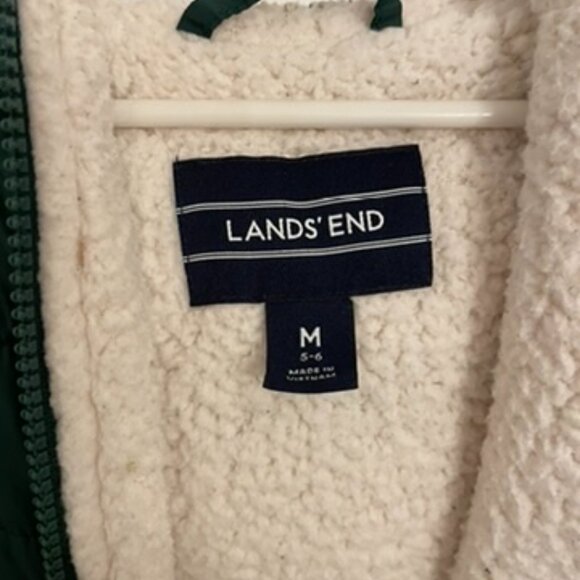 Lands End Kids Reversible Insulated Fleece Jacket Size 5-6 Medium Boys Green - Picture 3 of 4